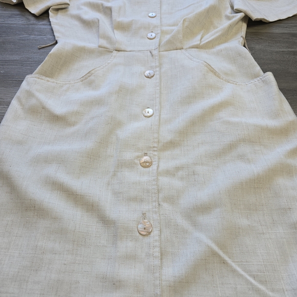 Vintage Algo Cream Midi Flax Blend Dress - Picture 5 of 12